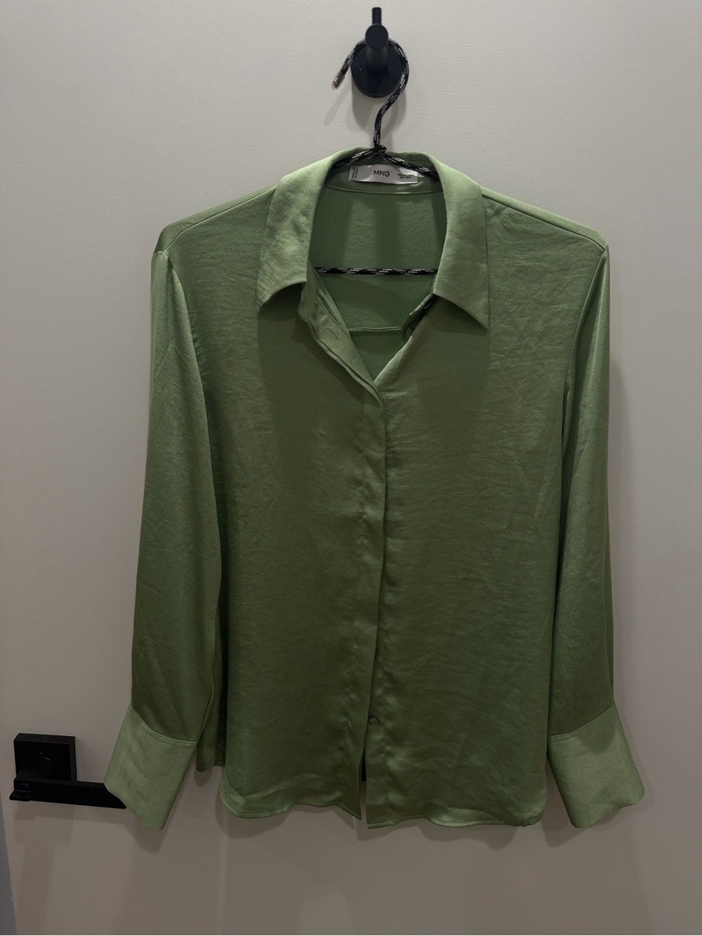 MANGO Green Button-Front Shirt